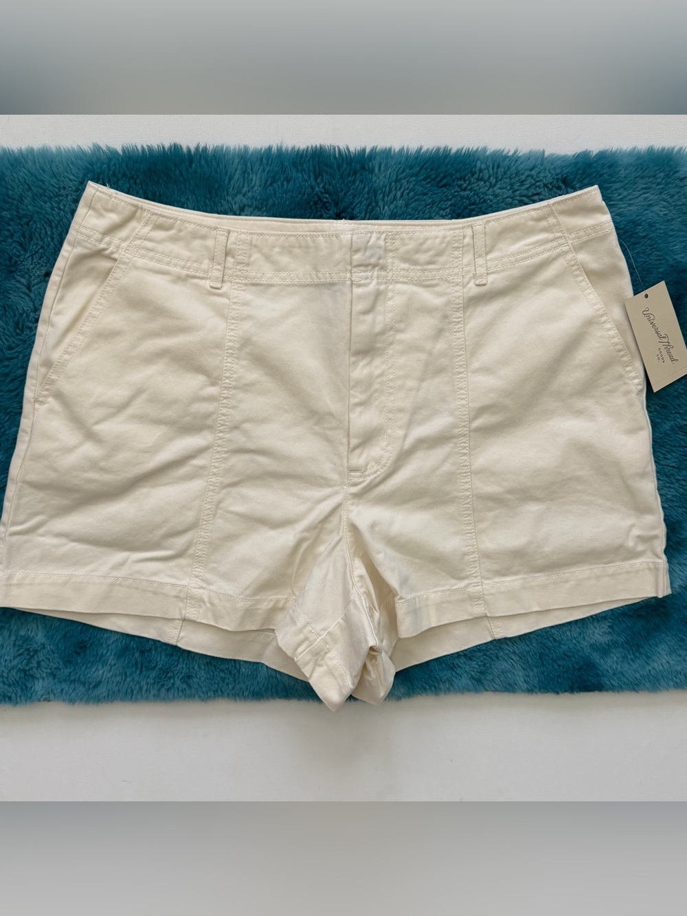 Universal Thread Cream High-Rise Cotton-Blend Shorts Size 14 Women